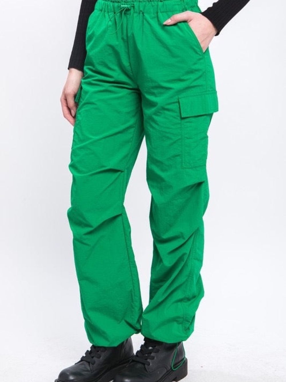 Love Tree Emerald Green Cargo Joggers with Elastic Waist
